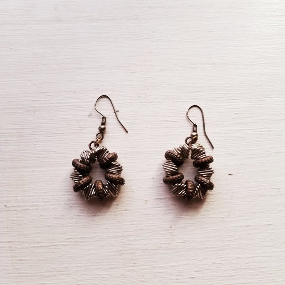 Brown Round Earrings - Picture 1 of 3